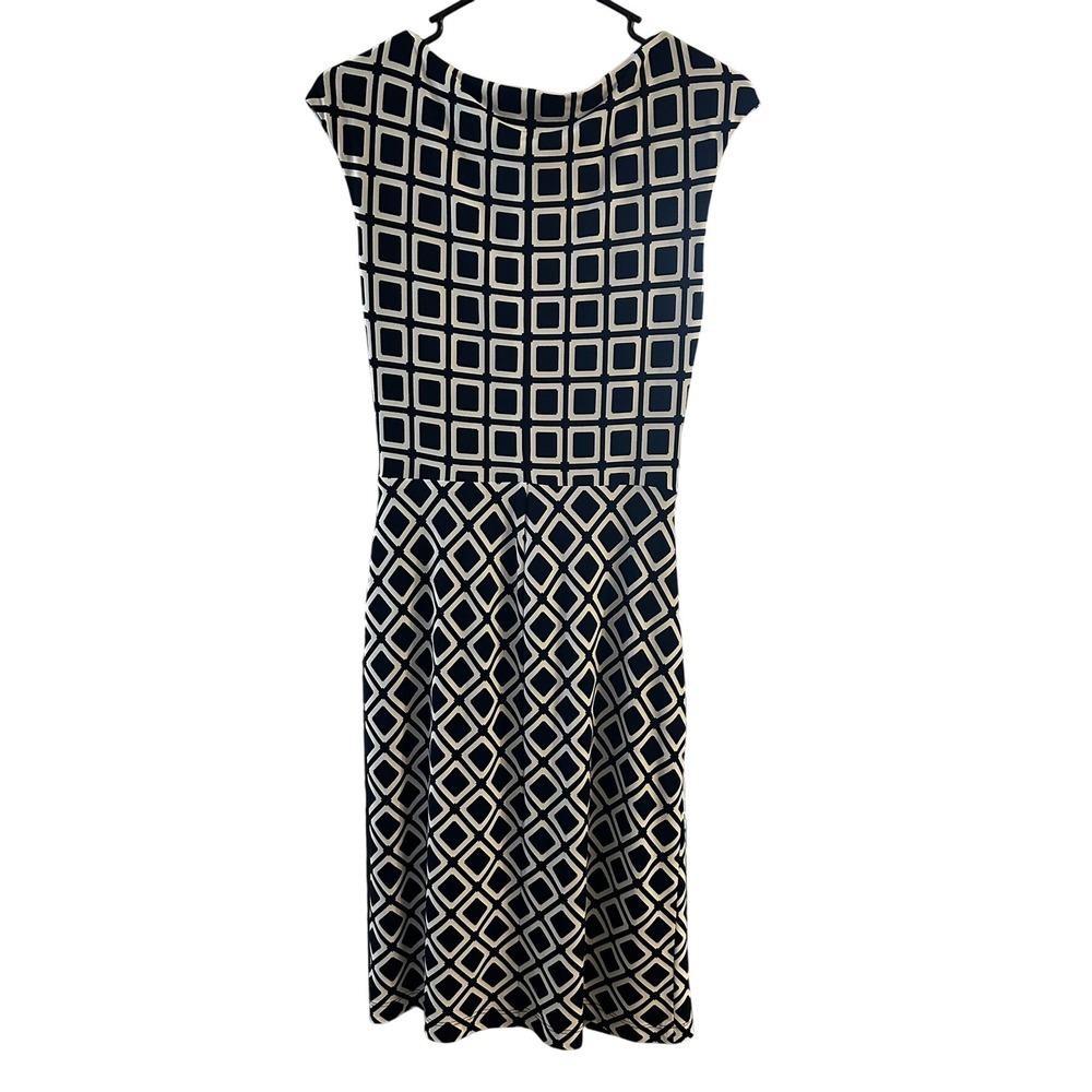 Lauren Ralph Lauren Navy White Geometric Twist Waist Sheath Dress Women's 6 - Picture 6 of 6